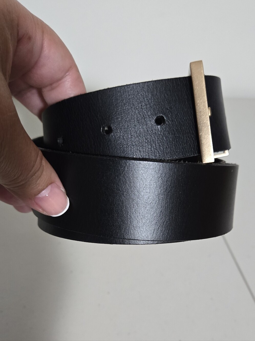 All Saints Black Genuine Leather Belt with Gold Buckle - Women's Size L - Picture 2 of 13